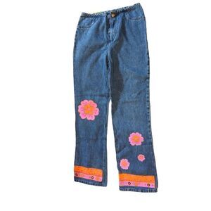 Amy Byer California vintage flower power flare jeans size 14 youth‎